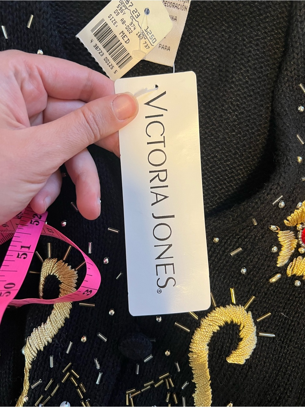 NWT Deadstock VNTG Victoria Jones Beaded Embellished Embroidered Cardigan - Picture 9 of 9